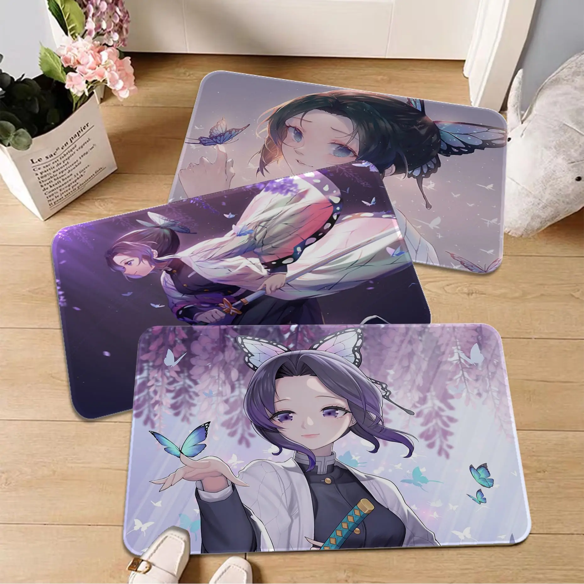 

Demon Slayer Kocho Shionobu Room Mats Nordic Style Home Doormat Bathroom-Toilet Mats Bedroom Welcome Rug