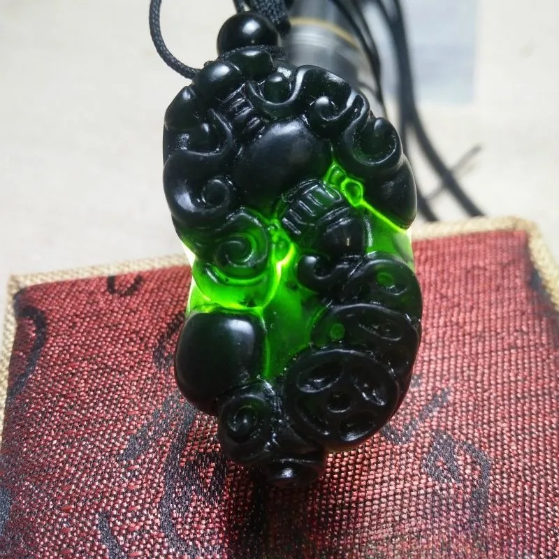 Lantian Нефритовая чернильно-зеленая черная зеленая нефритовая подвеска Pixiu кулон
