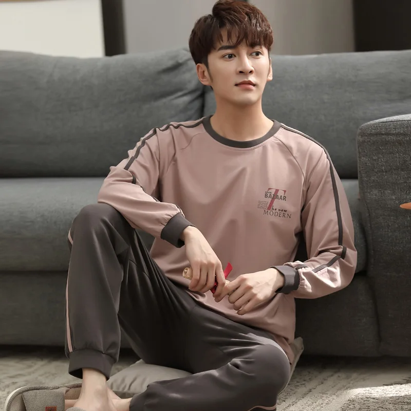 

Pajama Set for Man 2023 New Fashion Sporty Sleepwear 100% Pure Cotton High Quality Pijamas Pullover Nightwear Pyjama Homme Coton