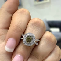 new unique olive green cubic zirconia wedding bands brilliant womens rings temperament elegant female rings party jewelry