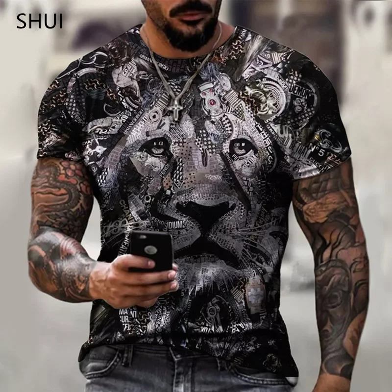 

2022NEW Printing T-shirt Animal Print Men's T-shirt Printing Casual T-shirt O-neck Hip-hop Short Sleeve Size XXS-6XL ове