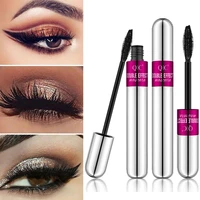 4d silk fiber black mascara with 2pcs brush waterproof natural long eyelash makeup thick volume mascara beauty eye cosmetic