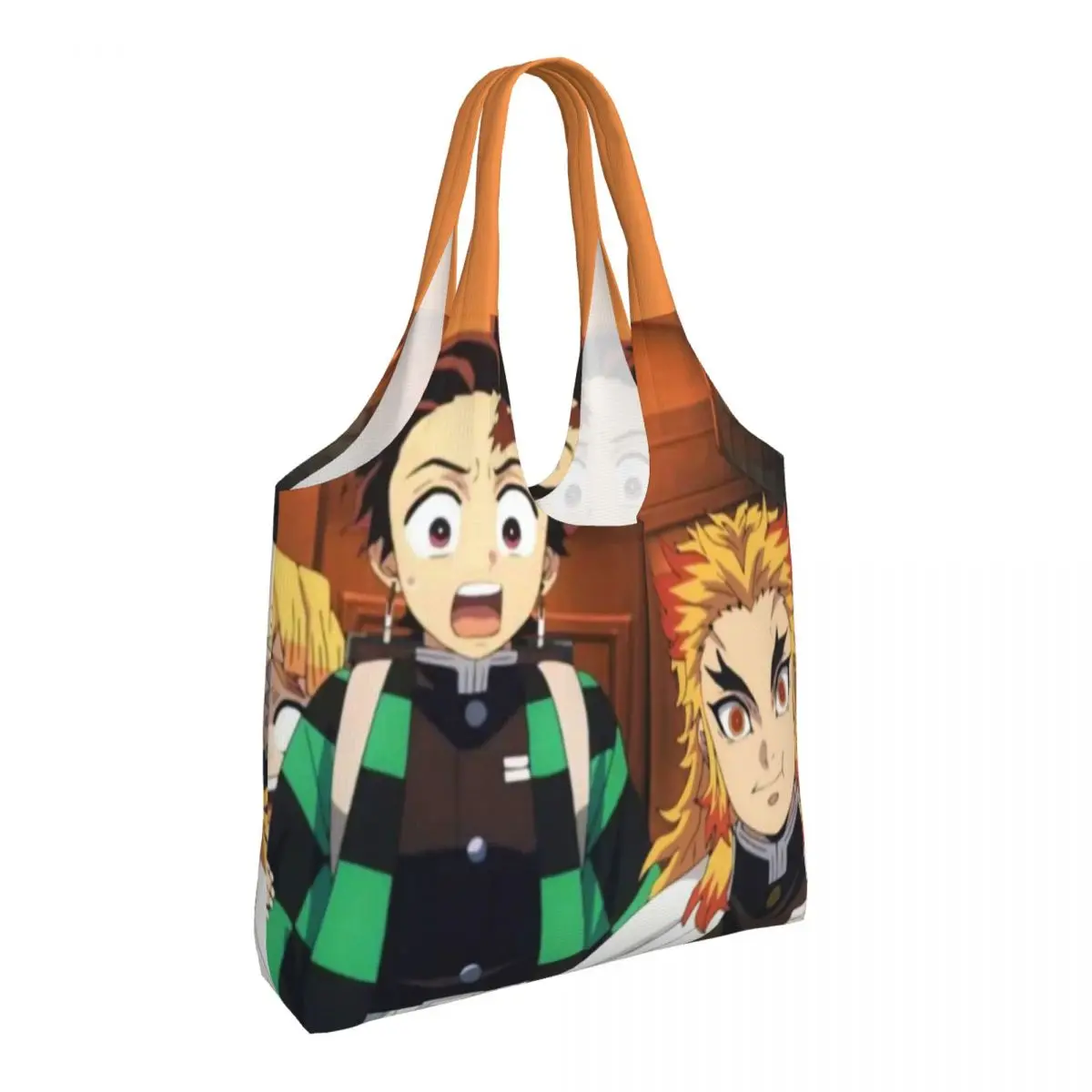 

Сумка-шоппер Demon Slayer Rengoku и его друзья, уличная сумка, женская сумка на плечо с принтом, Современная тканевая сумка-тоут