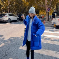 new korean klein blue winter womens down cotton jacket mid length loose parka thicken warm woman quilted coat