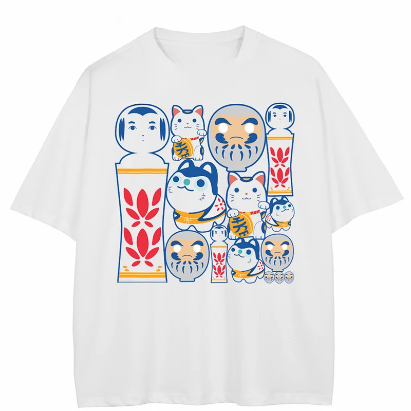 2024 футболка в японском стиле укиё уличная одежда Харадзюку с забавным рисунком