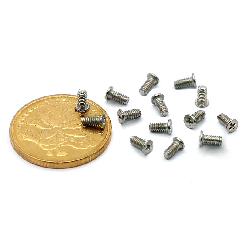 

100Pcs/lots M2*L=3/4/6mm 304 Stainless Steel Cross Phillips Recessed Flat Head Wood Machine Screws Bolts