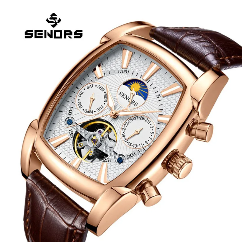 

Fashion Brand Classic Mens Retro Watches Automatic Mechanical Watch Tourbillon Clock Genuine Leather Waterproof Wristwatch 2022