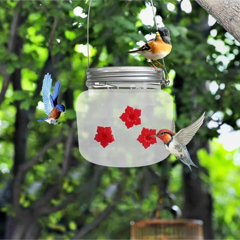 Баночка Mason кормушка для колибри подвесная птиц с 3 цветами отверстиями кормления