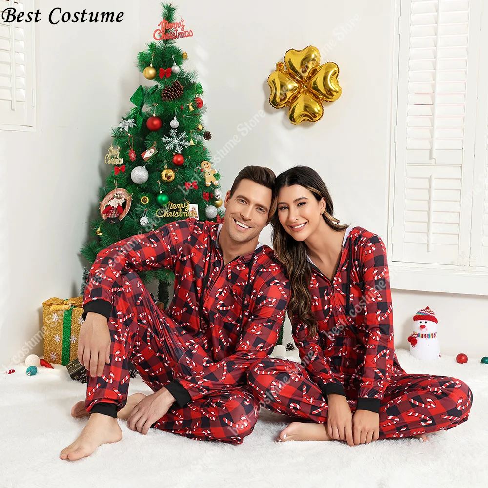 Matching Christmas Pajamas Couples Onesies for Women Men Family Holiday PJs Adult New Year Cute Printed Sleepwear