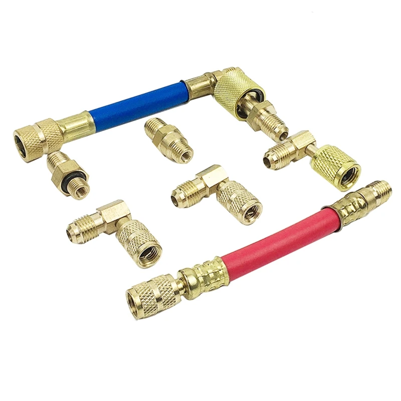 

8Pcs Car Air Conditioner Refrigeration Hose Set Air Condition Filling Kit CT-138 Converting Adapters