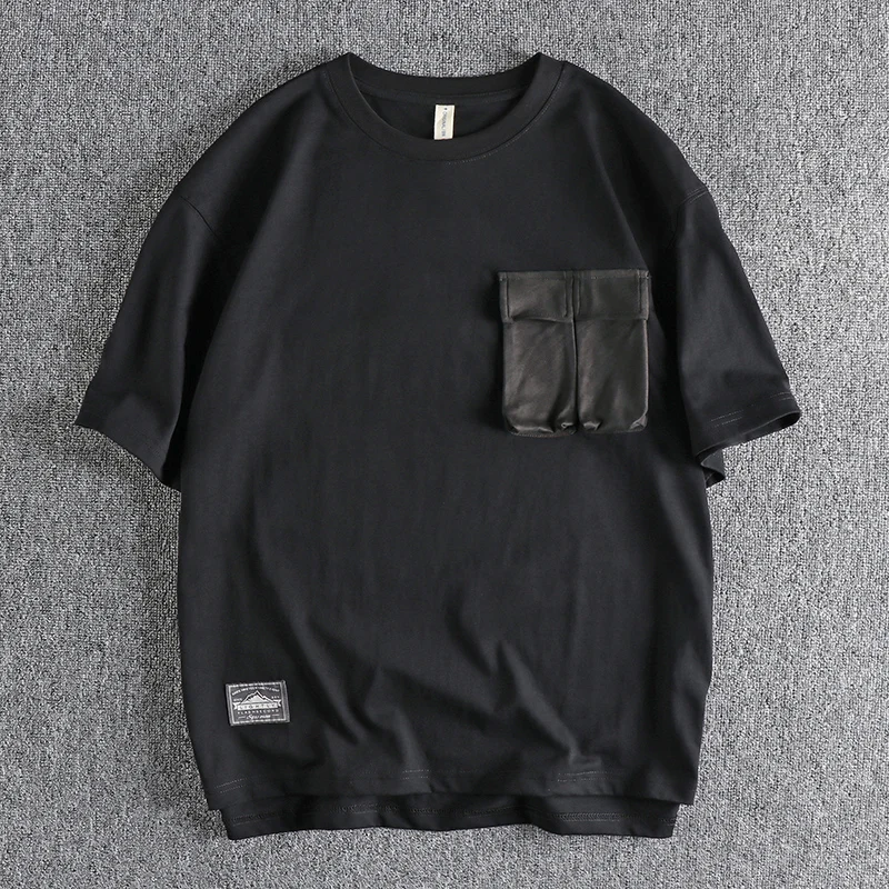 

Three-dimensional pocket function wind trend short sleeve men's T-shirt summer everything youth loose version half sleeve leggin