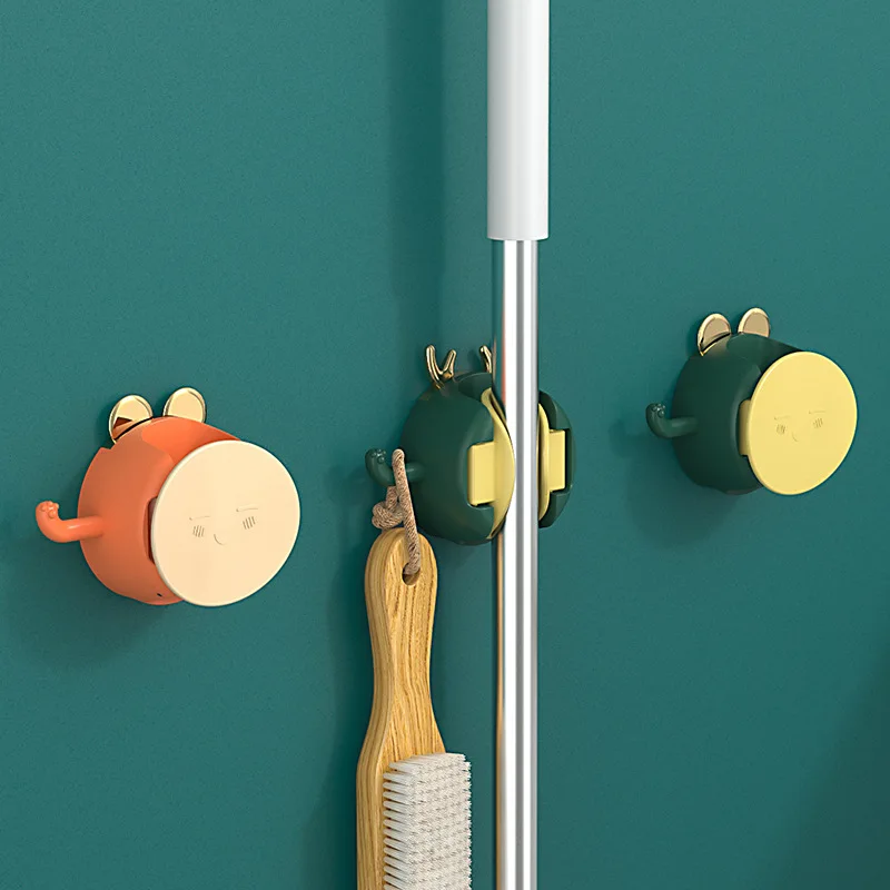 

Wall Mounted Mop Organizer Holder Brush Broom Hanger Home Storage Rack Bathroom Suction Hanging Pipe Hooks Household Tools Home