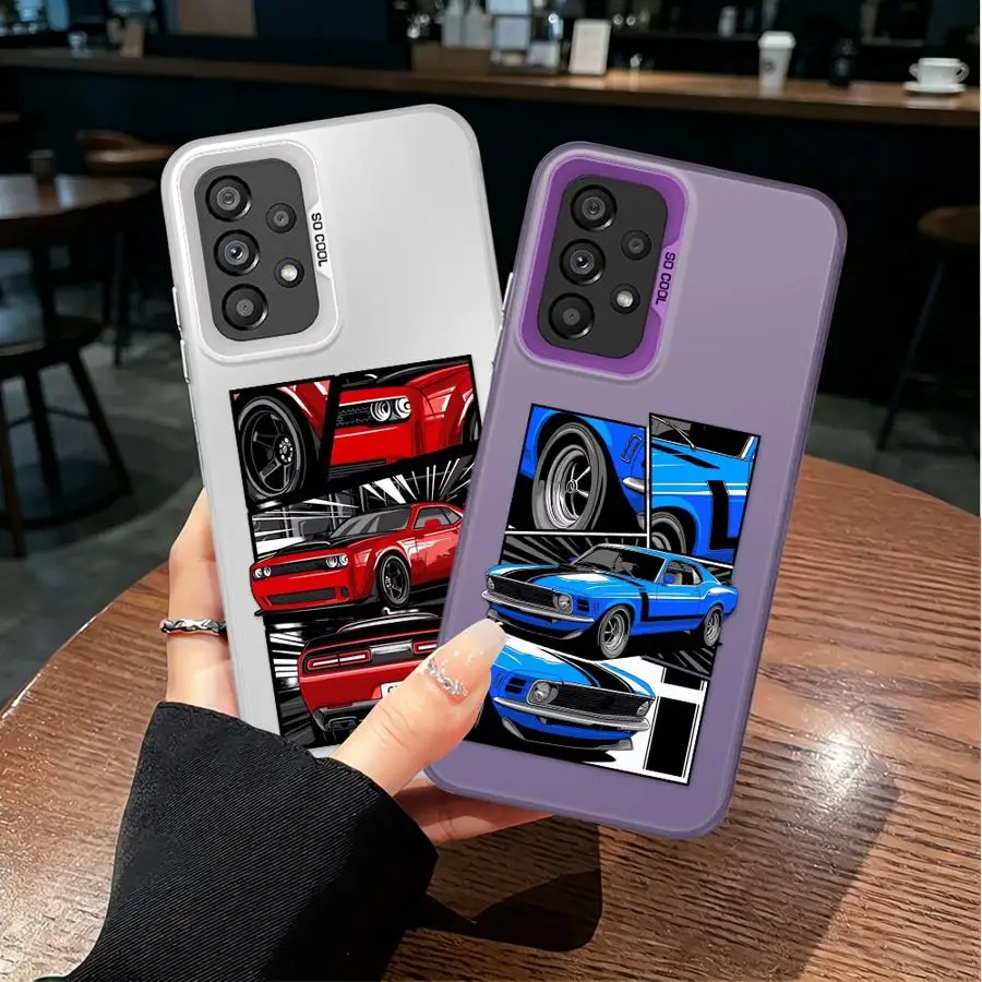 Фото Чехол для Samsung Galaxy A06 A07 A04 A05 A54 A51 A52 A71 A50 A72 A56 A03 A10 A20, задняя крышка для телефона, дизайн «Мускул-кар» с мультяшным рисунком №1