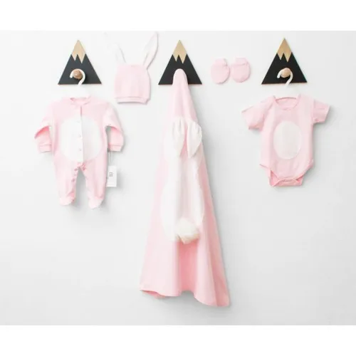

Pink Color Rabbit Model Set of 5 with Pompon Newborn Baby Set