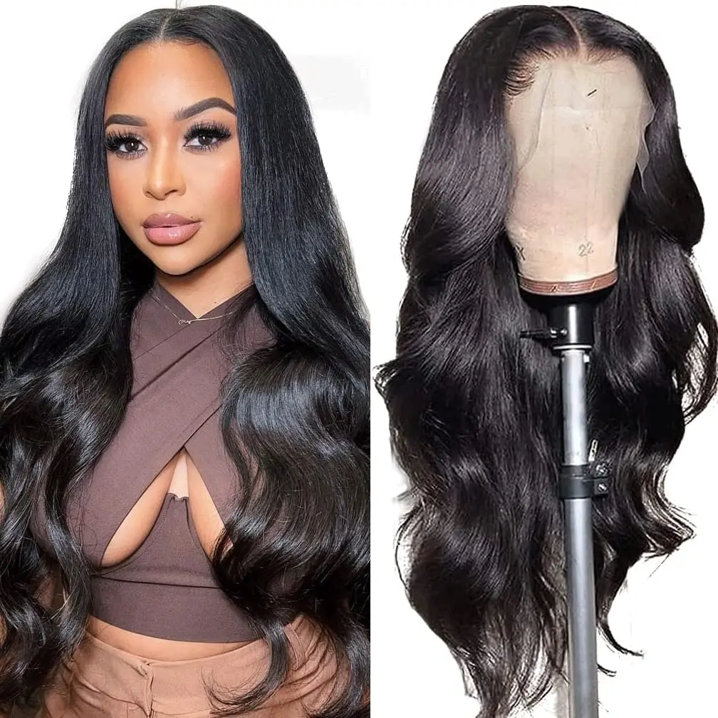 

Парики женские из натуральных человеческих волос с прозрачной сеткой, 13x 6