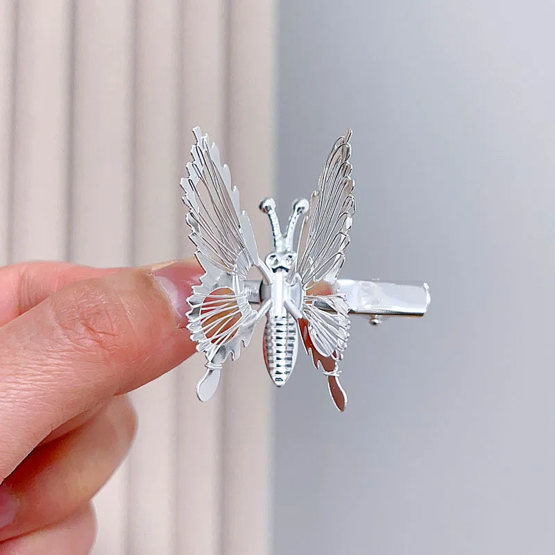 Трендовая элегантная металлическая полая заколка для волос с золотой бабочкой