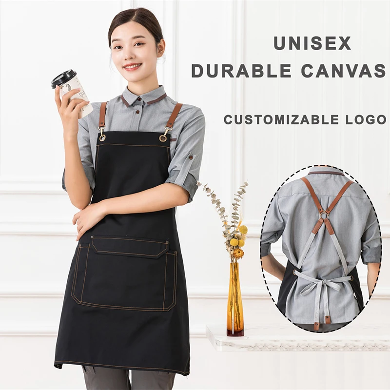 

Кухонный Фартук с перекрестным задним ремешком для мужчин, гриль, шеф-повара, фартук для медсестры, Женский фартук для ресторана, официанта, ...