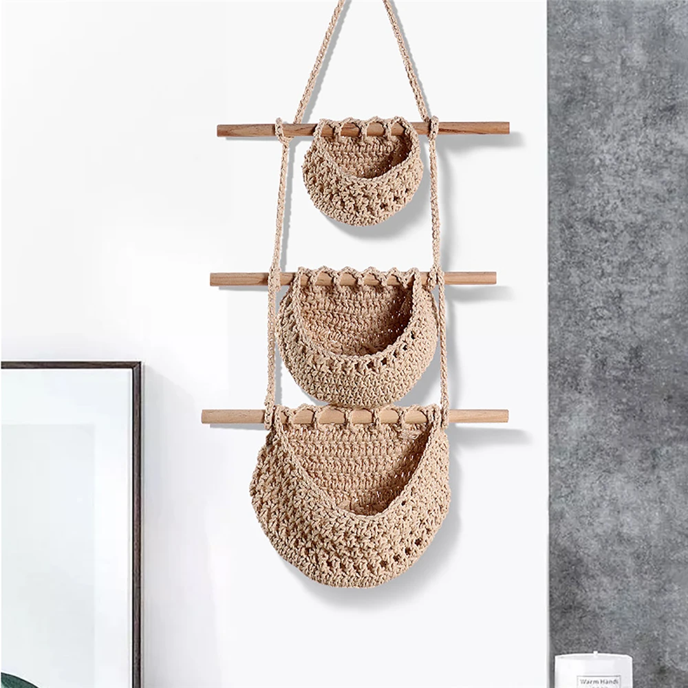 Богемная подвесная корзина для хранения плетеная хлопковая веревка ручной