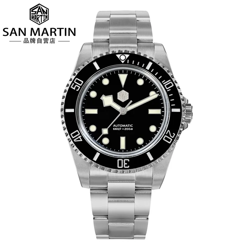 

San Martin Top Watch for Men Sapphire Automatic Mechanical Clock 40mm Classic Luxury 006G Diver Water Ghost Waterproof 200m BGW