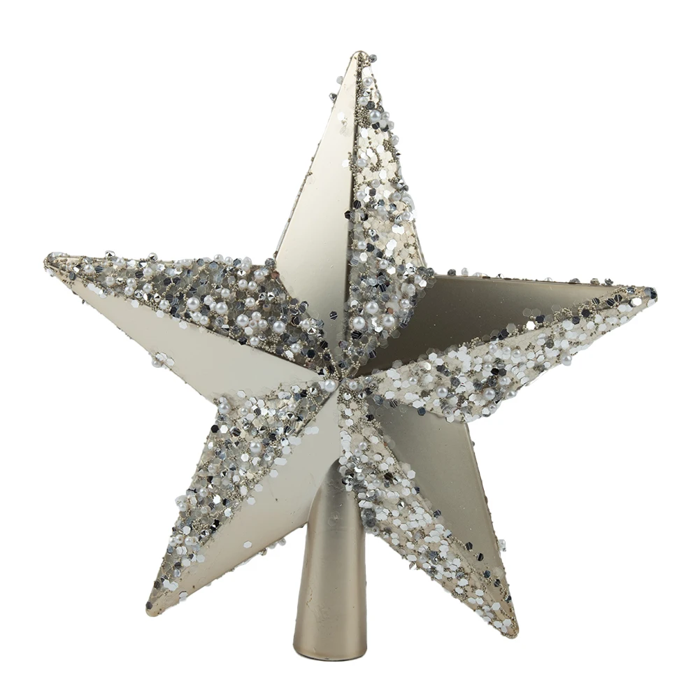 

1-24pcs Christmas Decor Baubles Tree Xmas Party Wedding Ornament 2023 Christmas Tree Silver Five-pointed Star Festive Supplies