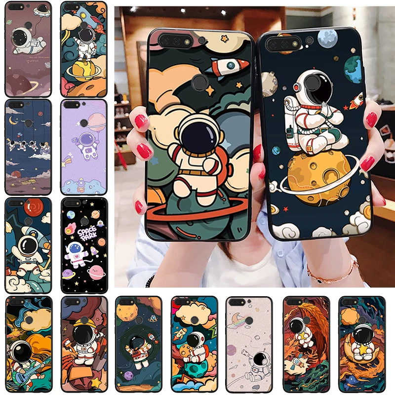

Cute Astronaut Phone Case For Huawei Honor 50 30 Pro 10X Lite 20 7A 7C 8X 9X Pro 9A 8A 8S 9S 10i 20S 20lite