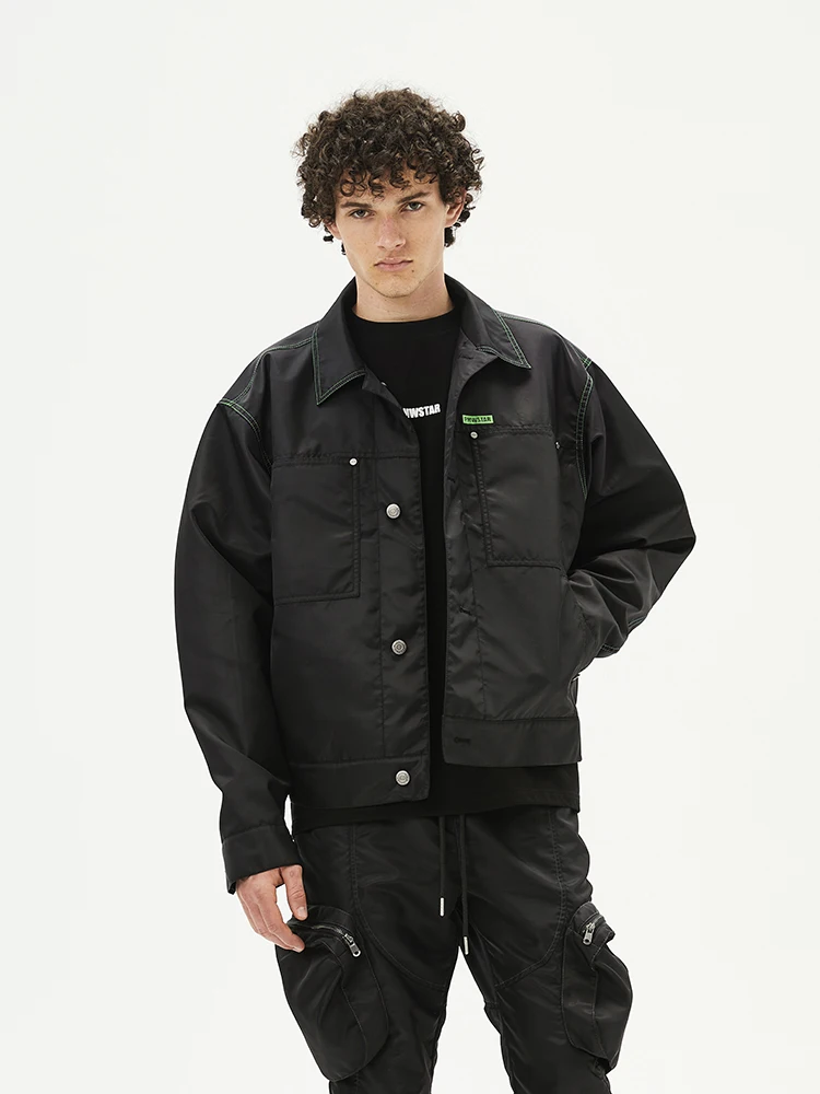 PMW New Nylon Jacket for Men Black High Street Fashion Trend Outerwear Youth Populari Spring Autumn Winter Regular Fit Oute... |