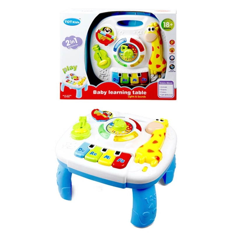 

Infants Musical Instrument Learning Table Baby Toys Animals Piano Early Educational Study Activity Center Music Game for Kids