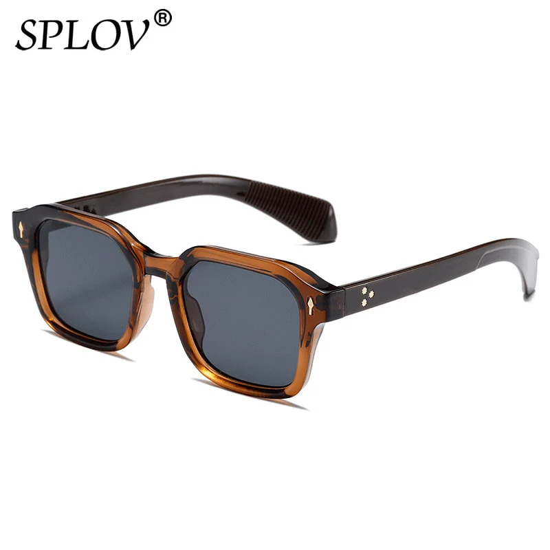 

Солнцезащитные очки с заклепками UV400 для мужчин и женщин, винтажные прямоугольные солнечные аксессуары в стиле стимпанк, с градиентными линзами