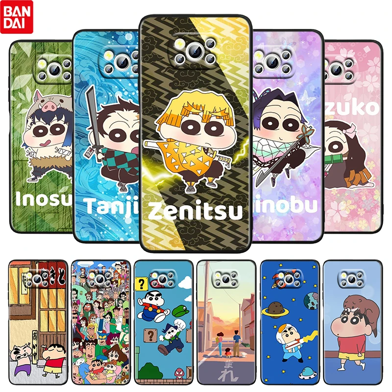 

Cute Crayon Shin chan For Xiaomi Poco M4 X3 F3 GT NFC M3 C3 M2 F2 F1 X2 Pro Mi Mix3 Silicone Black Phone Case Funda Coque Cover