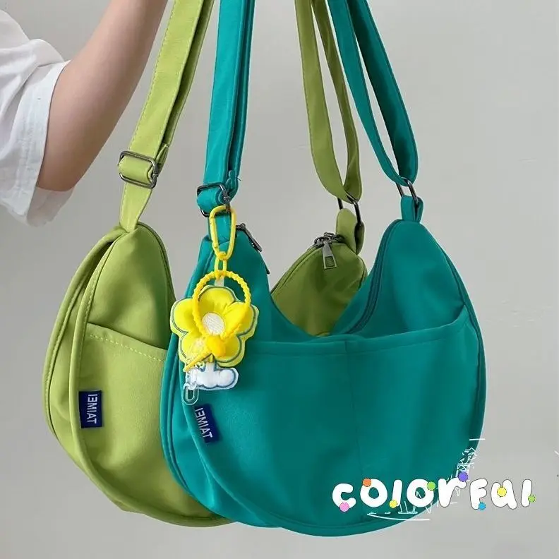 

2022 Popular Solid Color Canvas Bag for Women Japanese All-Match Messenger Bag Western Style Young Female Handbags Shoulder Bag