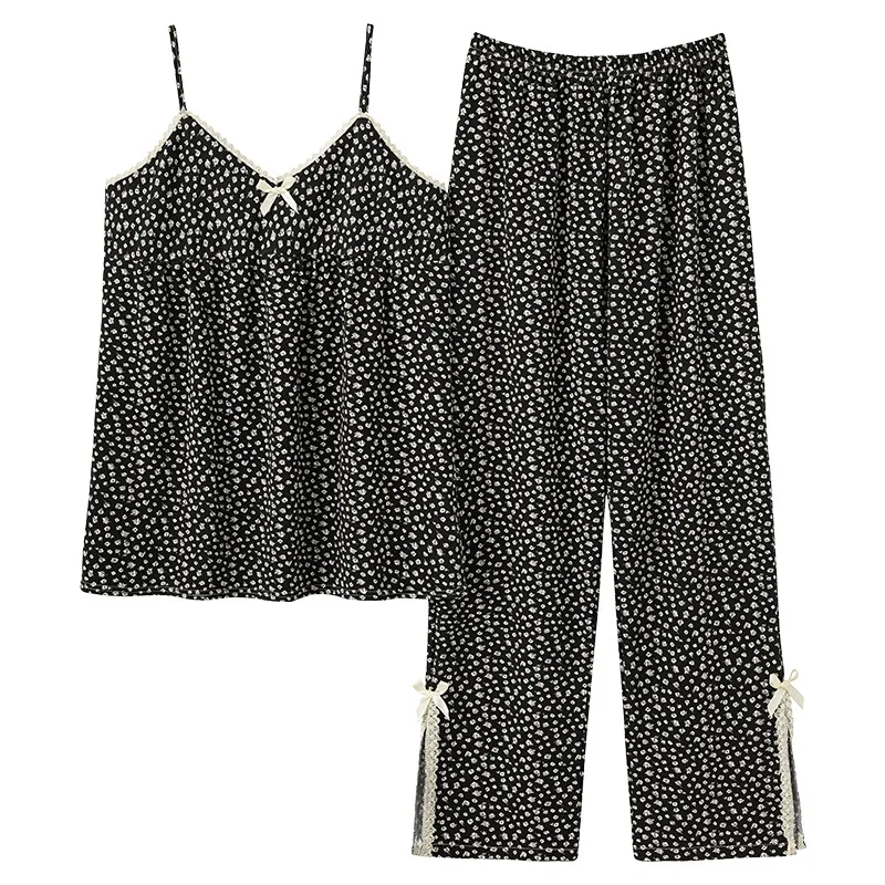 

Пижама женская, летняя, тонкая, с подтяжками и штанами