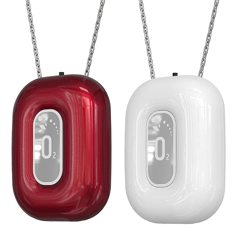 

2X Fashionable Personal Wearable Negative Ion Necklace Hanging Neck Air Purifier Ionizer Generator White & Red