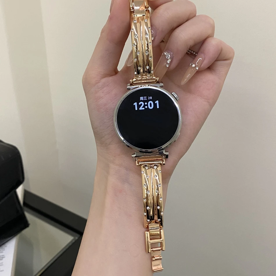 Фото Ремешок для часов 18/20/22 мм для Samsung Galaxy Watch 8/7/4 6 Classic 5 Pro, металлический браслет с блестящими бриллиантами, ремешок для Amazfit Bip/GTS №5