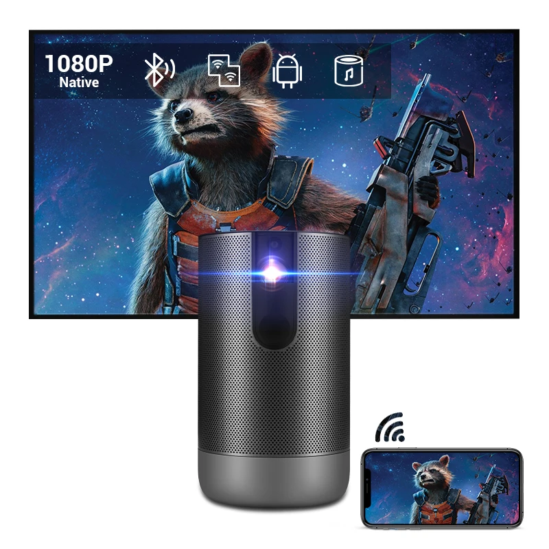 Купи HOTACK 3D 4K Wireless Bluetooth Home Theater Led Video Movie Proyector Full HD 1080P Smart Android Mini DLP Projector за 37,066 рублей в магазине AliExpress