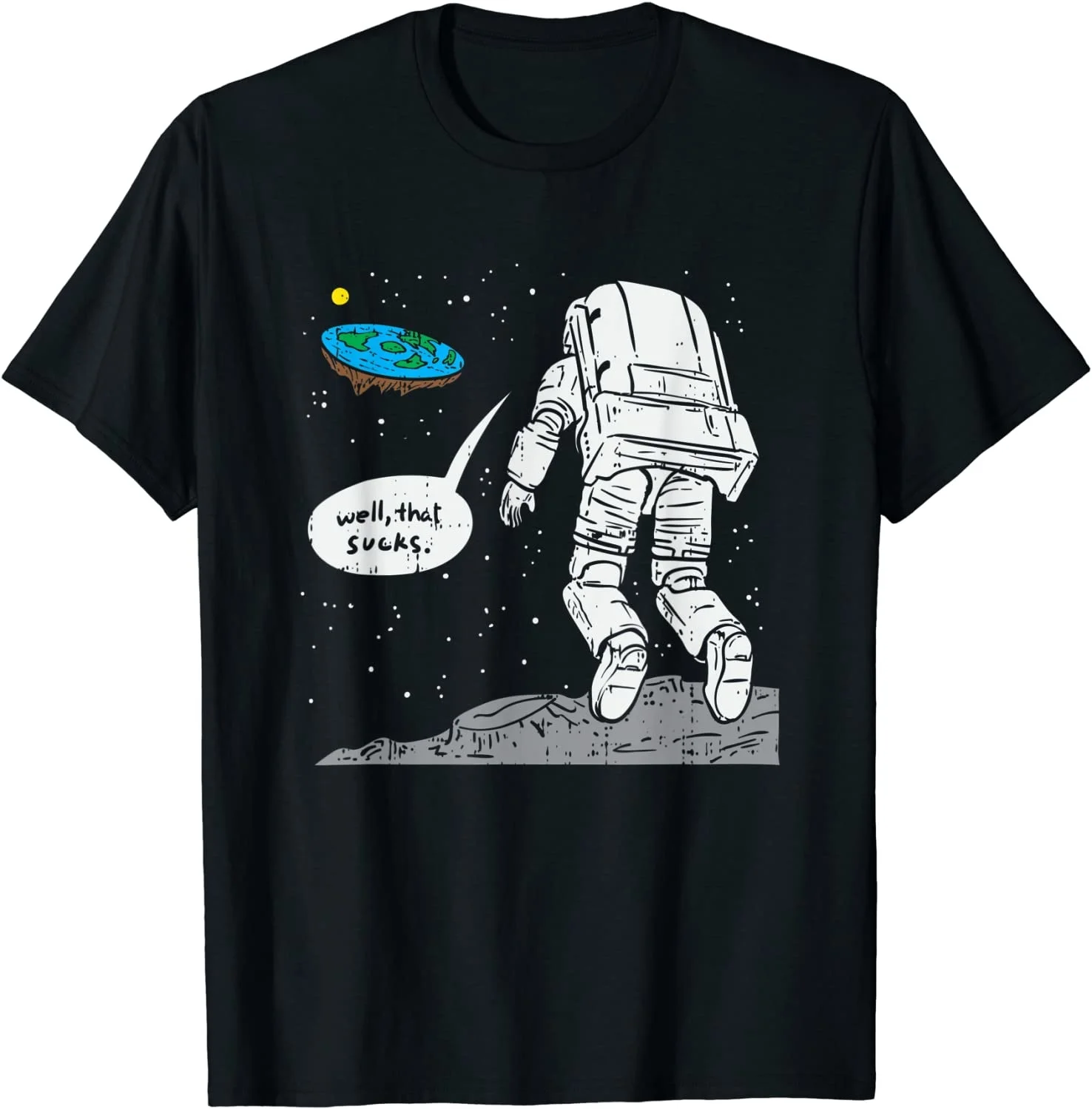 

Забавная посадка Луны, плоская Земля, это отстой, космическая футболка, хлопковый Мужской Топ, футболки, повседневные Топы И Футболки, новин...