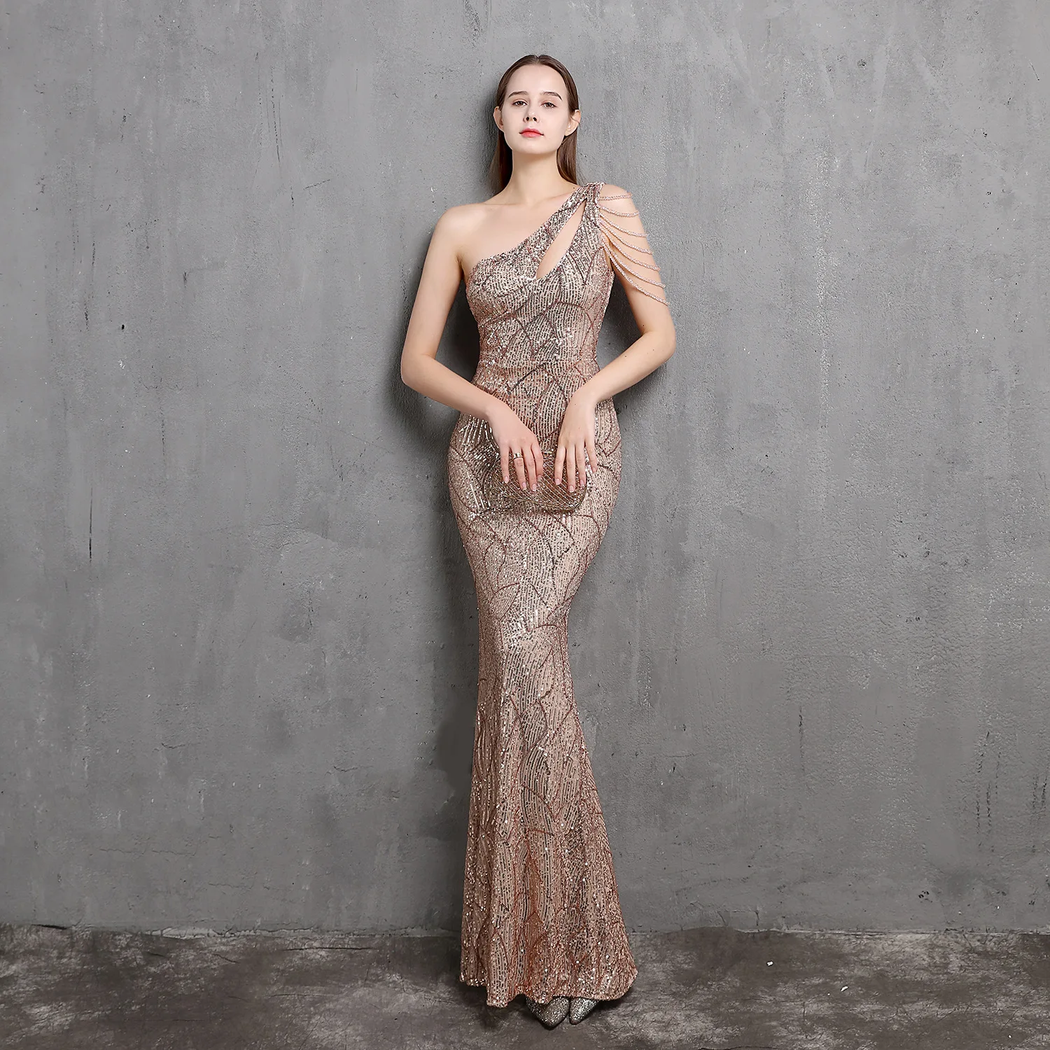 

Gold Sequin Dresses Gala Mermaid Evening Gown One Shoulder Evening Dress Woman Luxury Party Dress Special Occasion Dresses Gowns