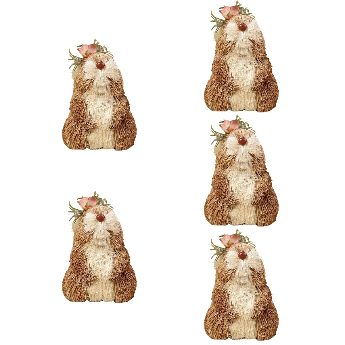 

5x Decorative Premium Exquisite Rustic Lifelike Bunnies Decor Bunny Statue Decor Bunny Ornaments for Gift Option Home Decor