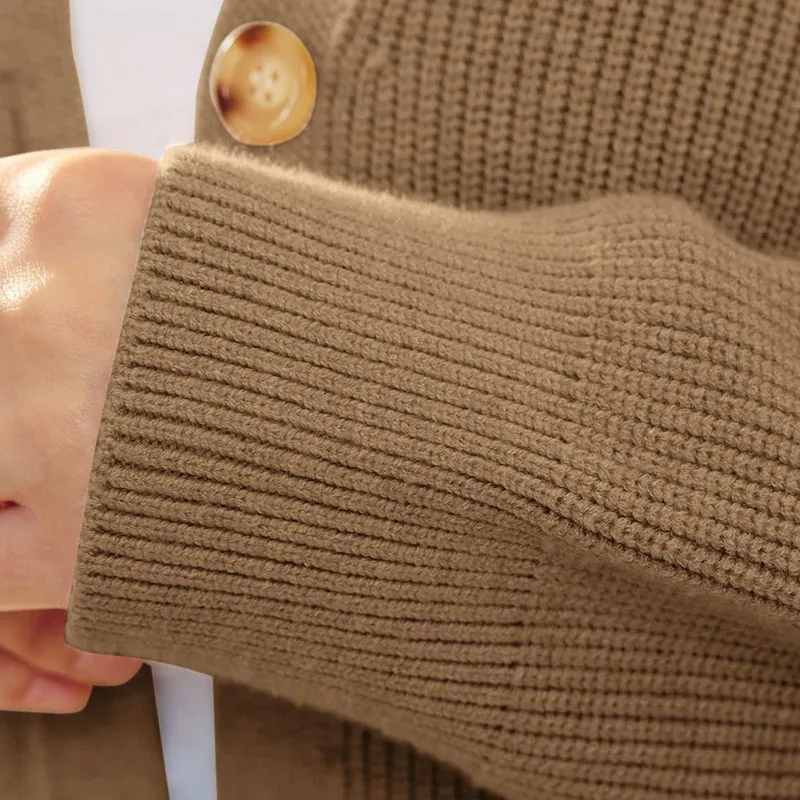 Женские свободные свитера осенне-зимняя одежда однотонные теплые вязаные