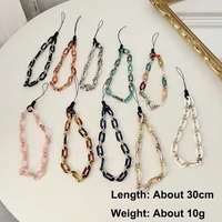 fashion phone chain colorful acrylic mobile phone charm for women cellphone strap anti lost lanyard wrist hanging cord jewelry