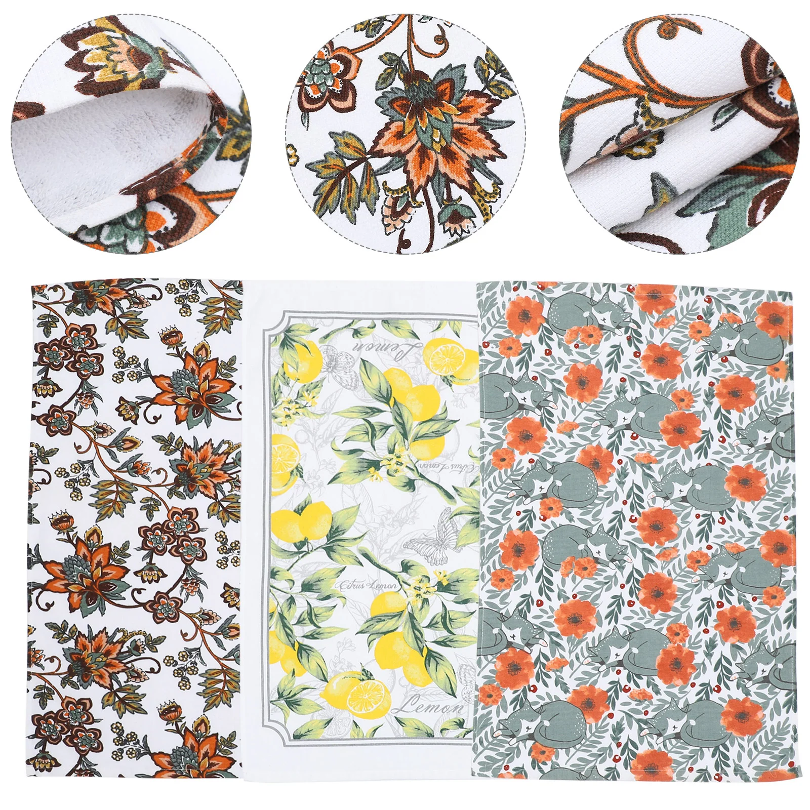 

3 Pcs Tableware Washing Towels Cleaning Cloth Wiping Rag Kitchen Teaware Multi-use Dish Cotton Home