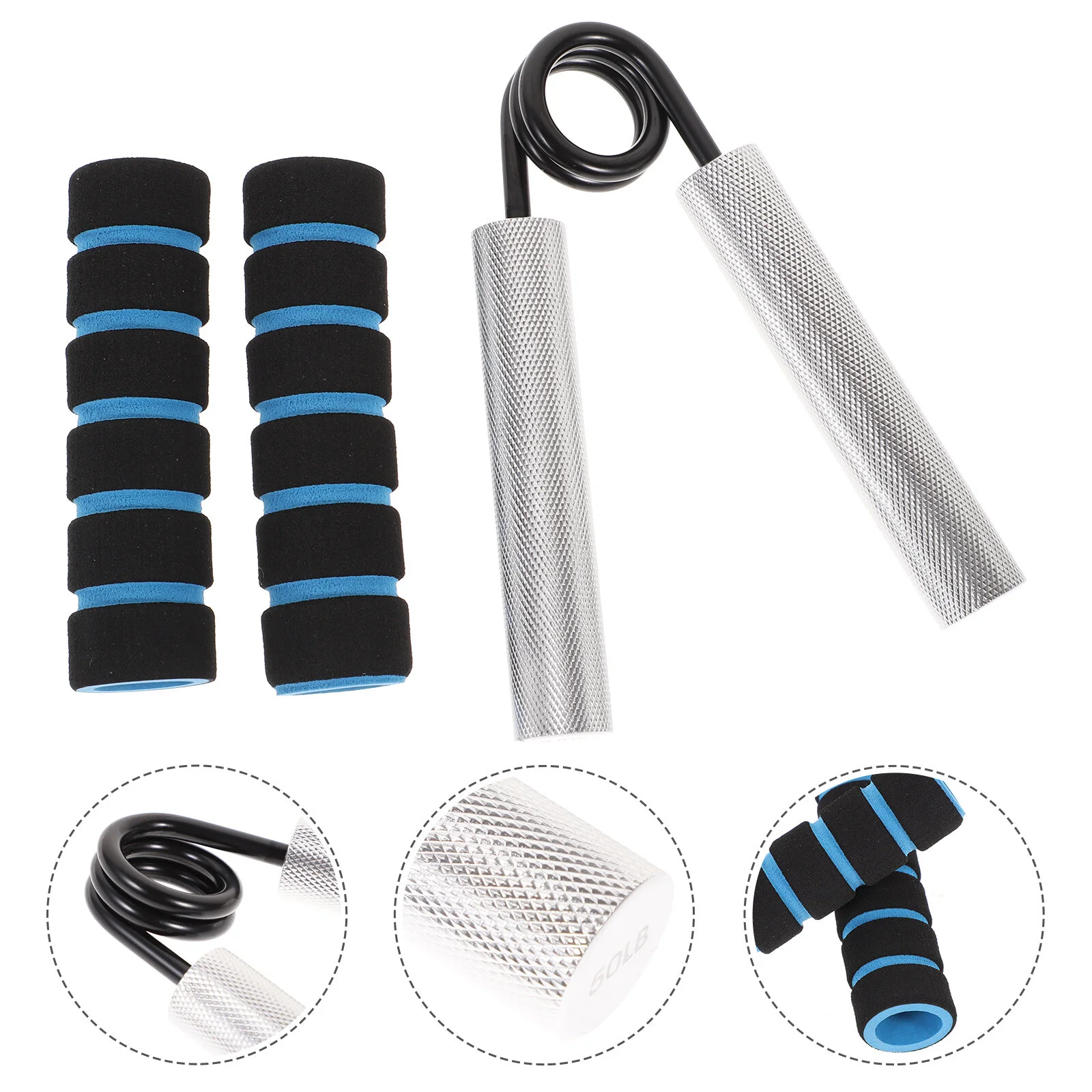 

50 LB Practice Tools Hand Trainer Gripper Grasp Handle Enhanced Aluminum Rod Cover Fitness
