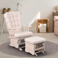 Free Dropshipping  Washed white retro and rustic glider chair with footrest for care and relaxation