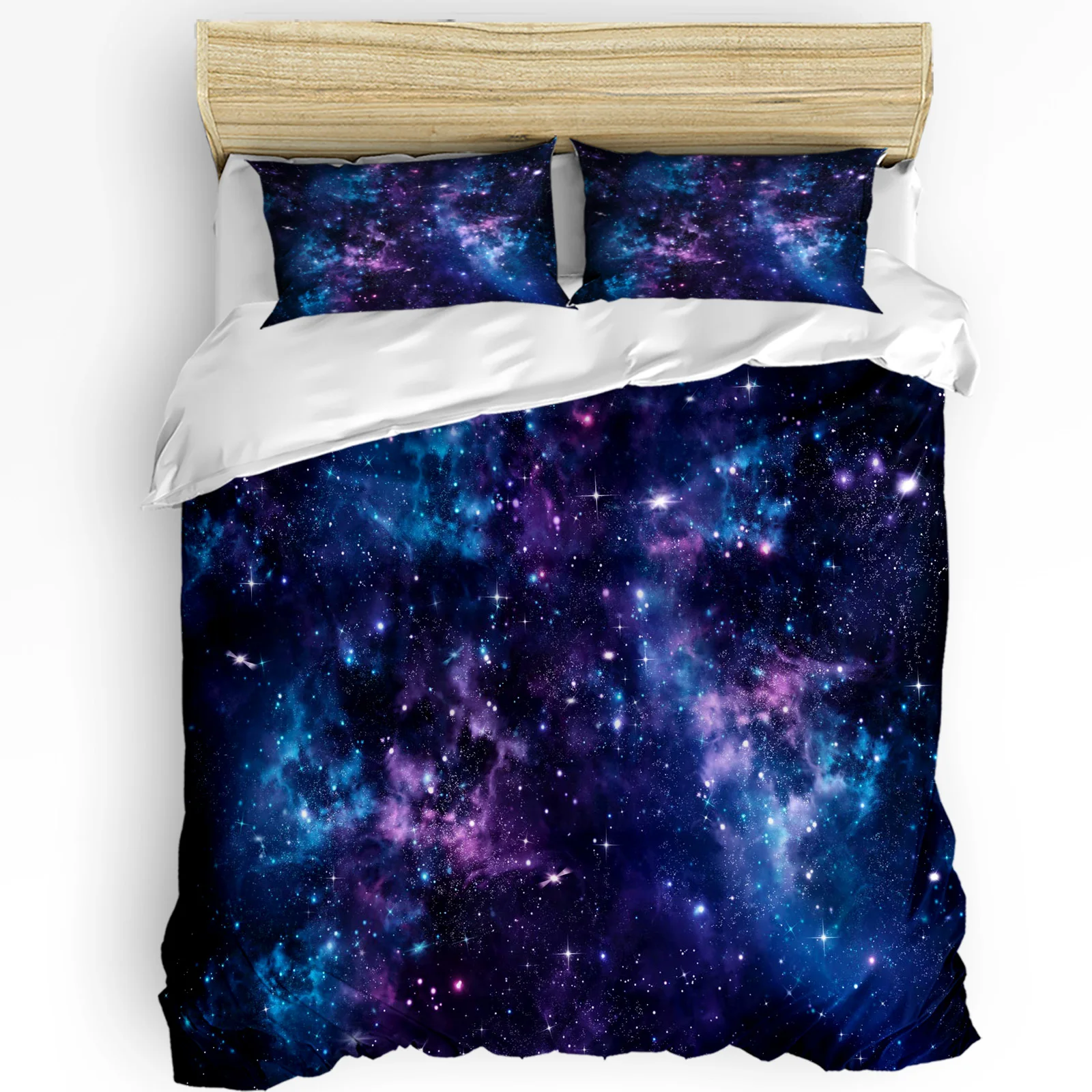 

Blue Starry Sky Purple Milky Way 3pcs Bedding Set For Bedroom Double Bed Home Textile Duvet Cover Quilt Cover Pillowcase