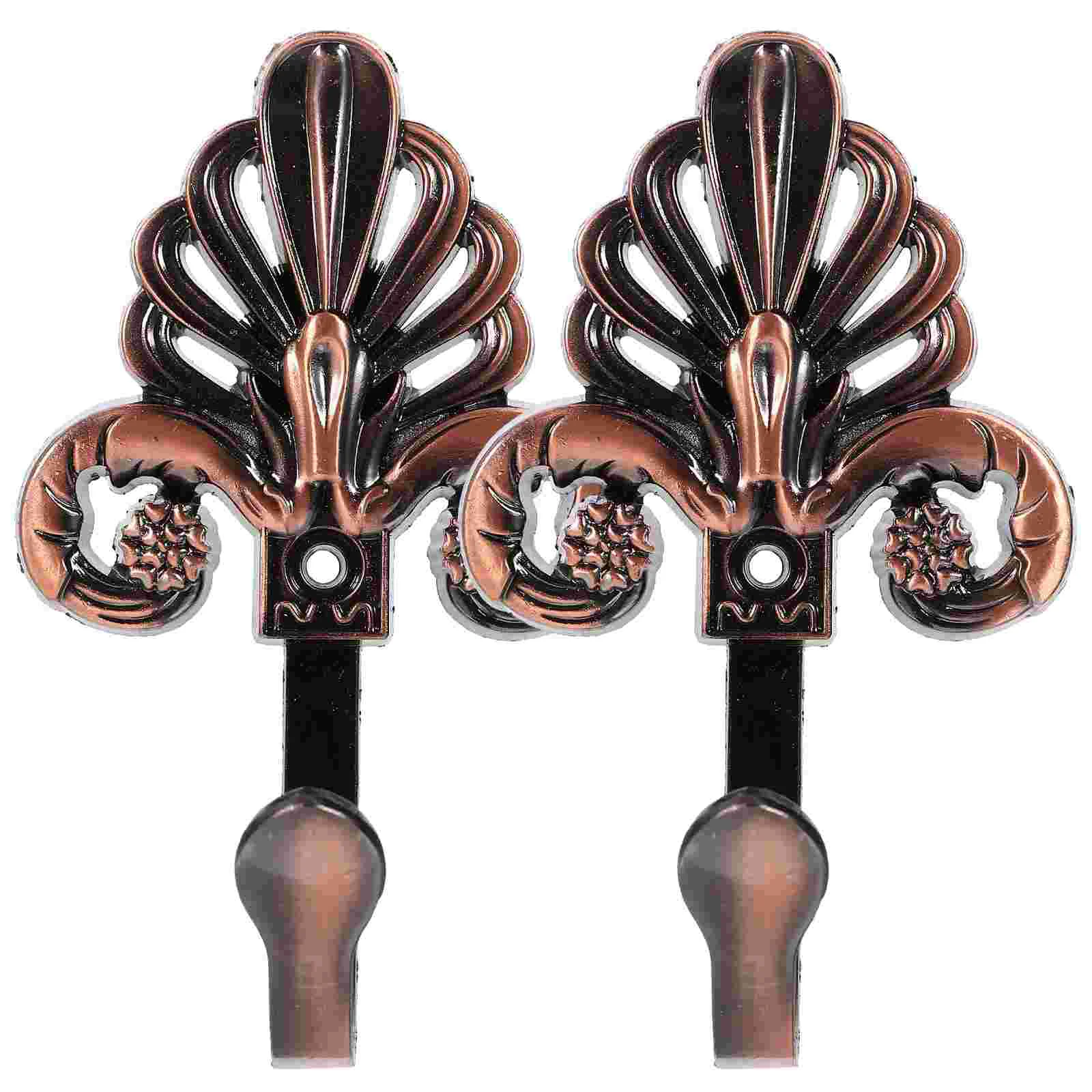 

2 Pcs Wall Hooks Hats Decorative Shower Curtain Key Zinc Alloy Vintage Dorm Room