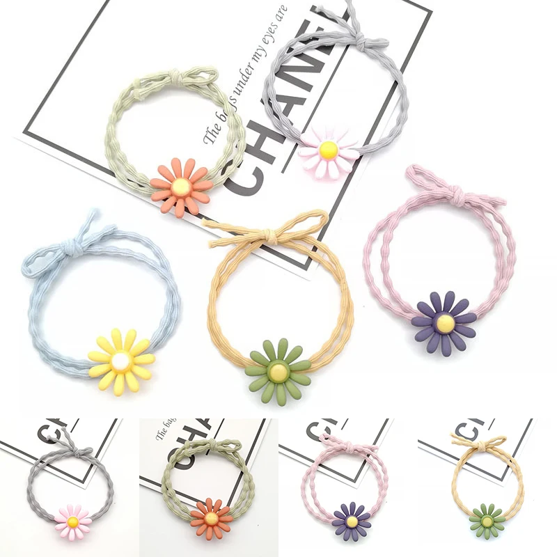 

2022 New Fashion Korean Hair Accessories Sun Flower Hair Tie Color Little Daisy Rubber Band Flower Hair Tie Cute Hair Tie