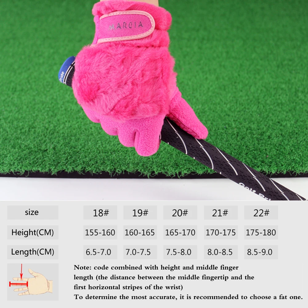 1 Pair Women Winter Golf Gloves Anti-slip Artificial Rabbit Fur Warmth Soft Fiber Outdoor Sport Full Finger Golf Gloves