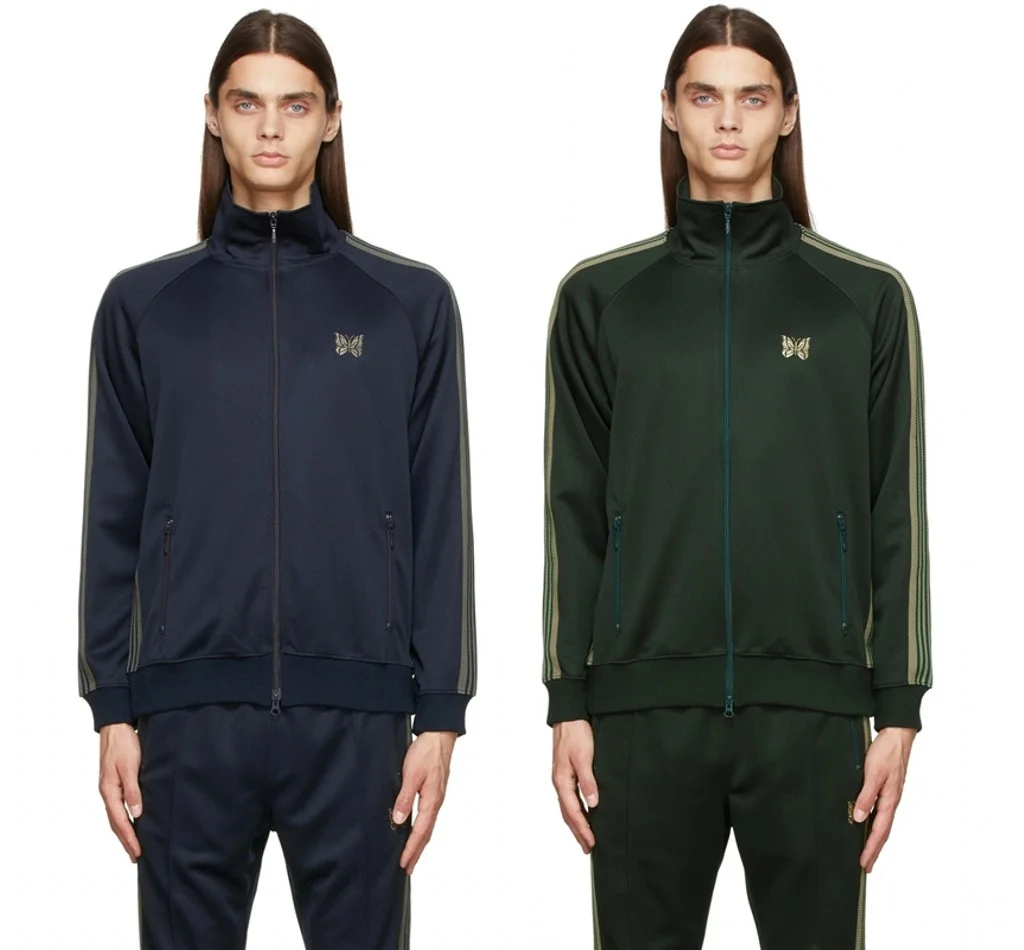 

Men Women Butterfly Embroidery Zipper AWGE Needles Jacket High Street Outerwear Coats Green Ribbon Needles Jackets