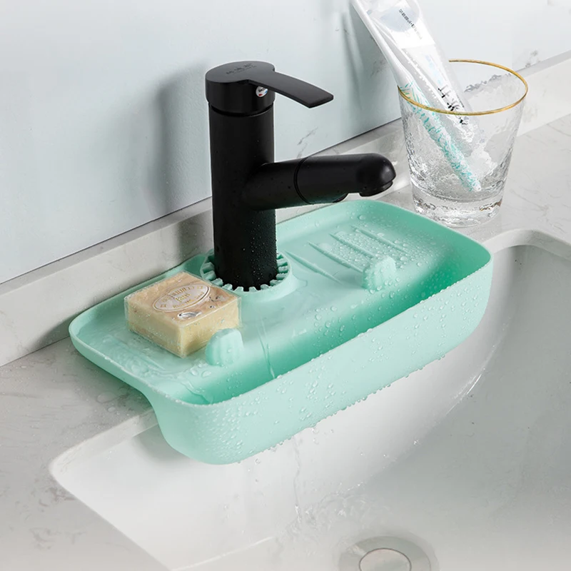 

Newest Silicone Kitchen Faucet Mat For Sink Sponge Drain Rack Faucet Splash Catcher Sink Mat Bathroom Countertop Protector Mat