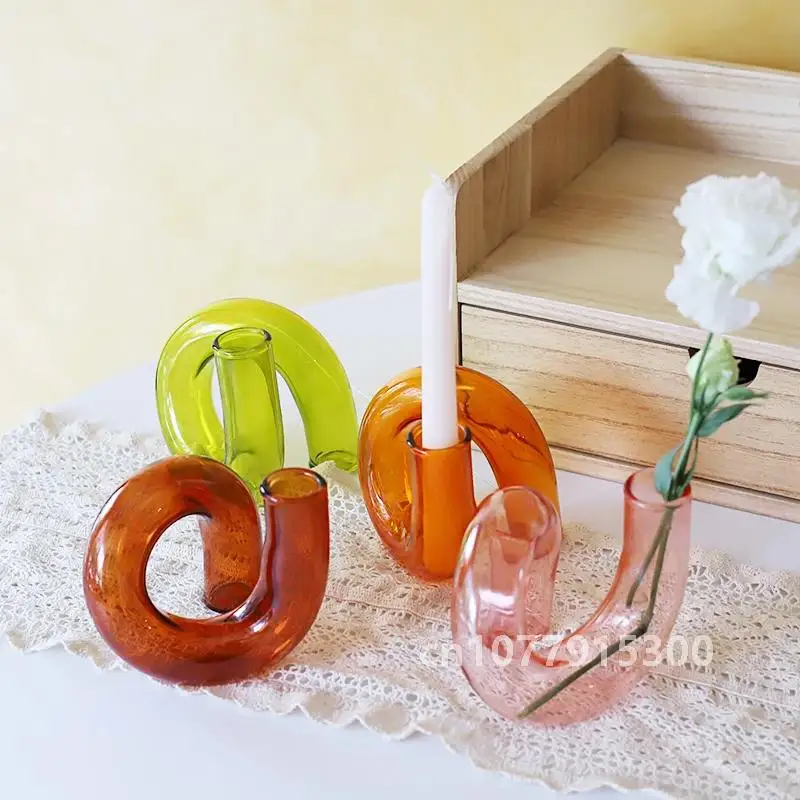 Стеклянный подсвечник витой формы гидропоника ваза для растений аксессуар