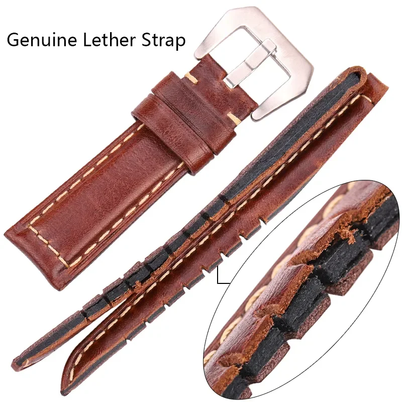 Leather Watchbadns 20mm 22mm 24mm Dark Brown Woemn Men Cowhide Watch Band Strap Watch Accessories